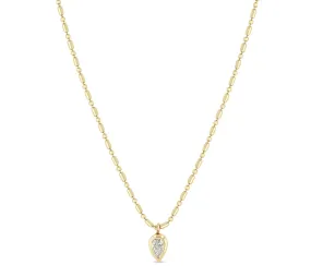 14KT PEAR DIAMOND TUBE BAR CHAIN NECKLACE