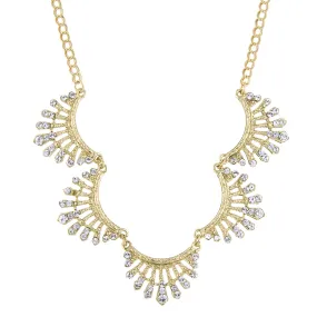 2028 Jewelry Crystal Scallop Collar Necklace 16 + 3 Extender