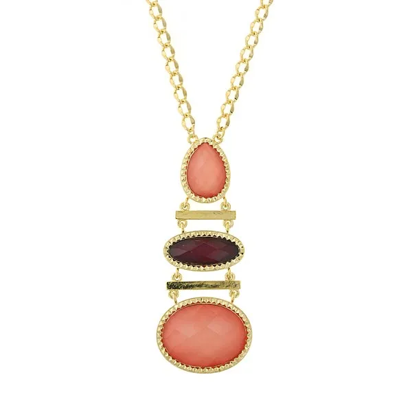 2028 Jewelry Raspberry & Peach Stone Drop Necklace 32