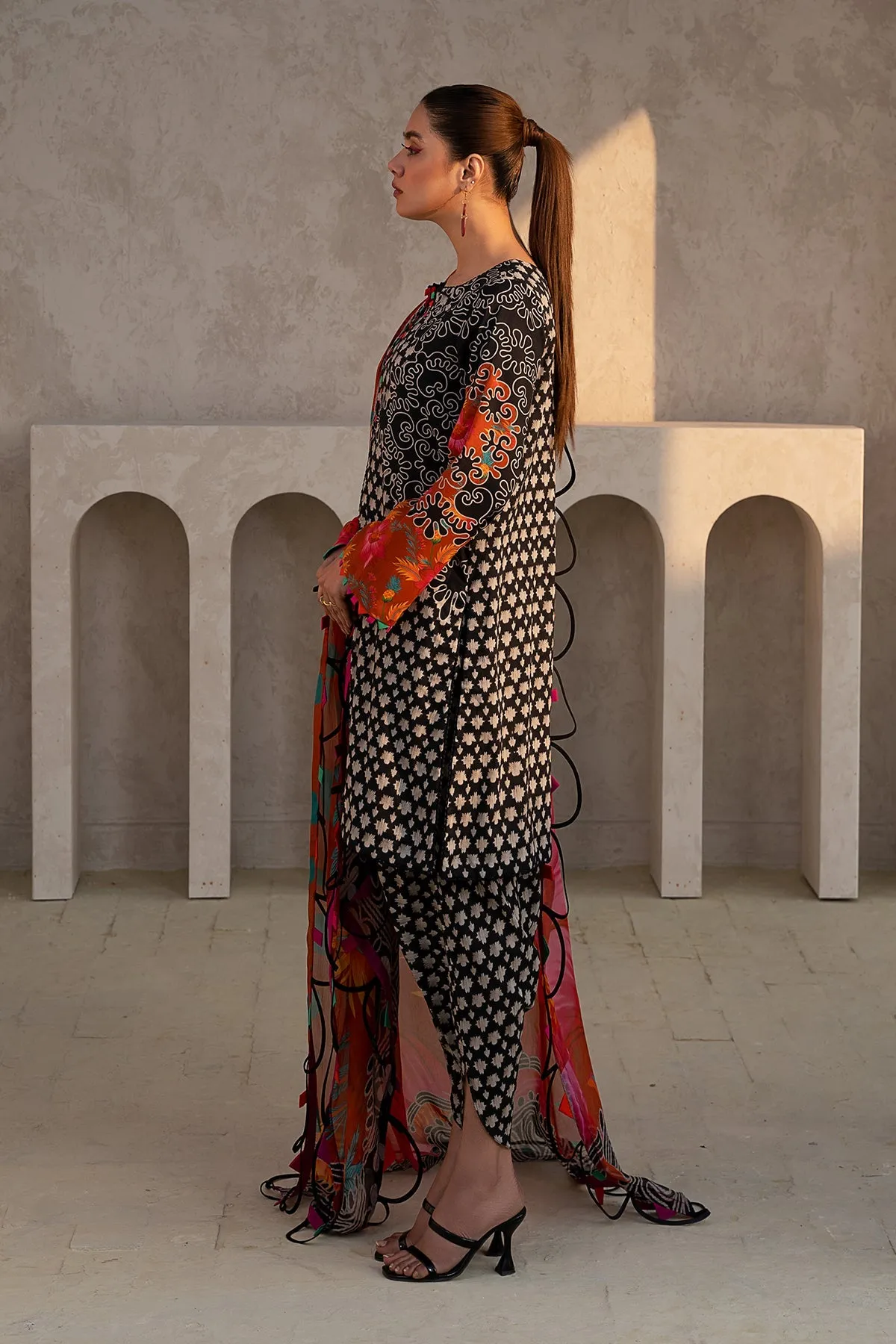 3-PC Unstitched Printed Lawn Shirt with Chiffon Dupatta and Trouser CP4-25