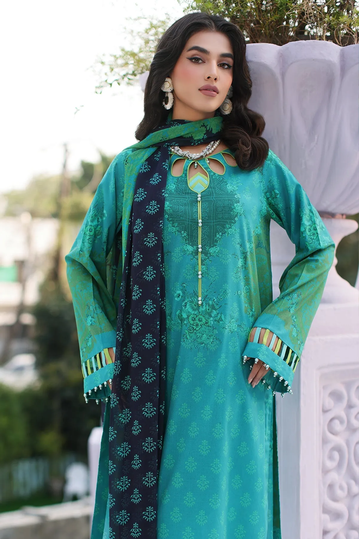 3-PC Unstitched Printed Lawn Shirt with Chiffon Dupatta and Trouser CPS4-05