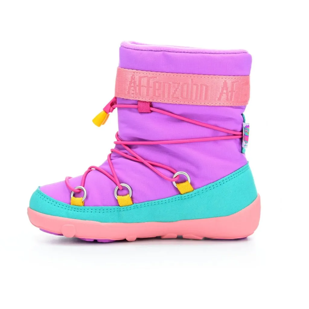 Affenzahn Snow Boot Vegan Purple Owl winter barefoot boots