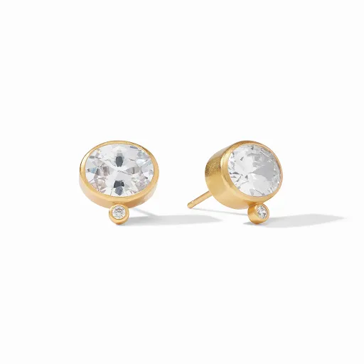 Antonia Gold Cubic Zirconia Stud Earrings by Julie Vos