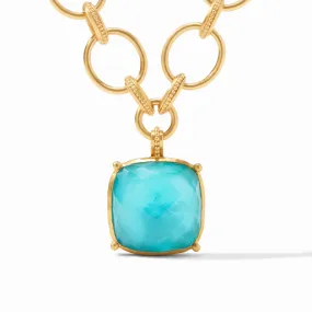 Antonia Statement Gold Iridescent Bahamian Blue Necklace by Julie Vos