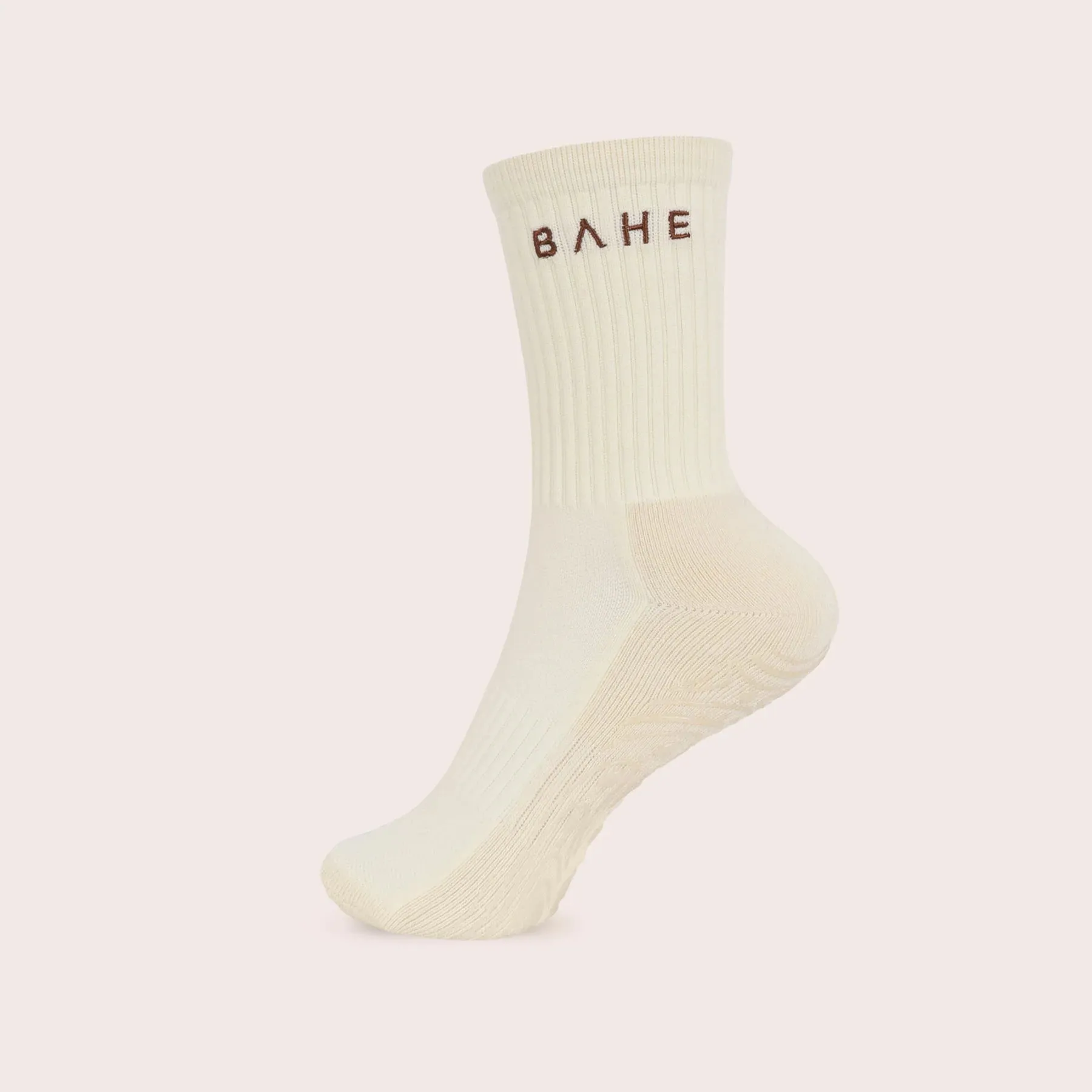 BAHE Grounded Grippy Crew Socks - Coconut