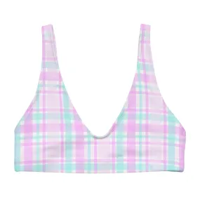 BELLA ECO PADDED BIKINI TOP | PINK PLAIDS