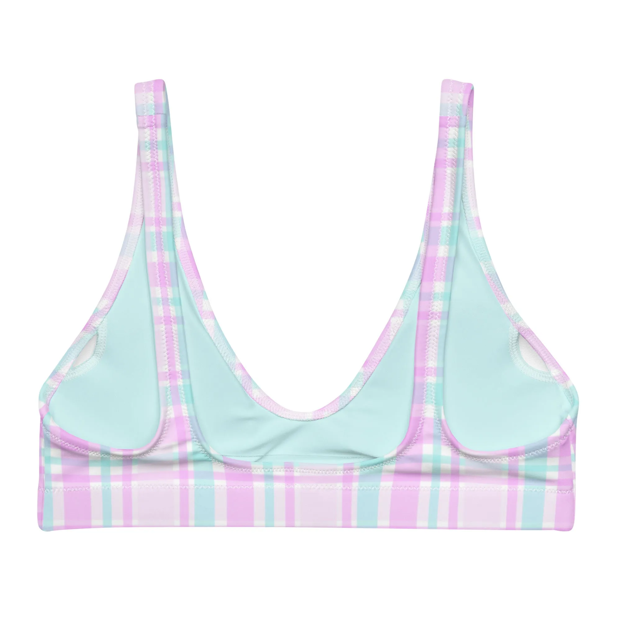 BELLA ECO PADDED BIKINI TOP | PINK PLAIDS