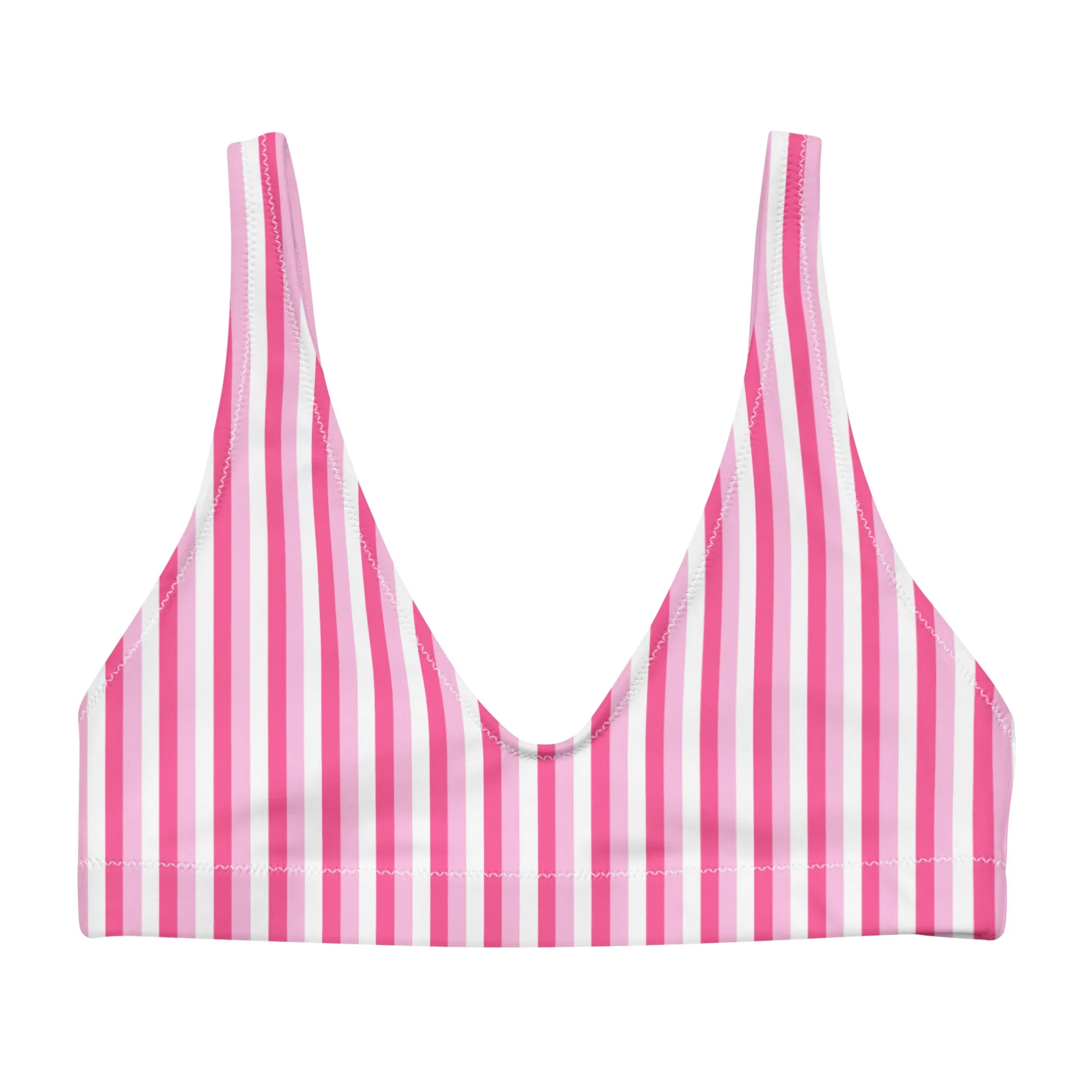 BELLA ECO PADDED BIKINI TOP - PINK STRIPES