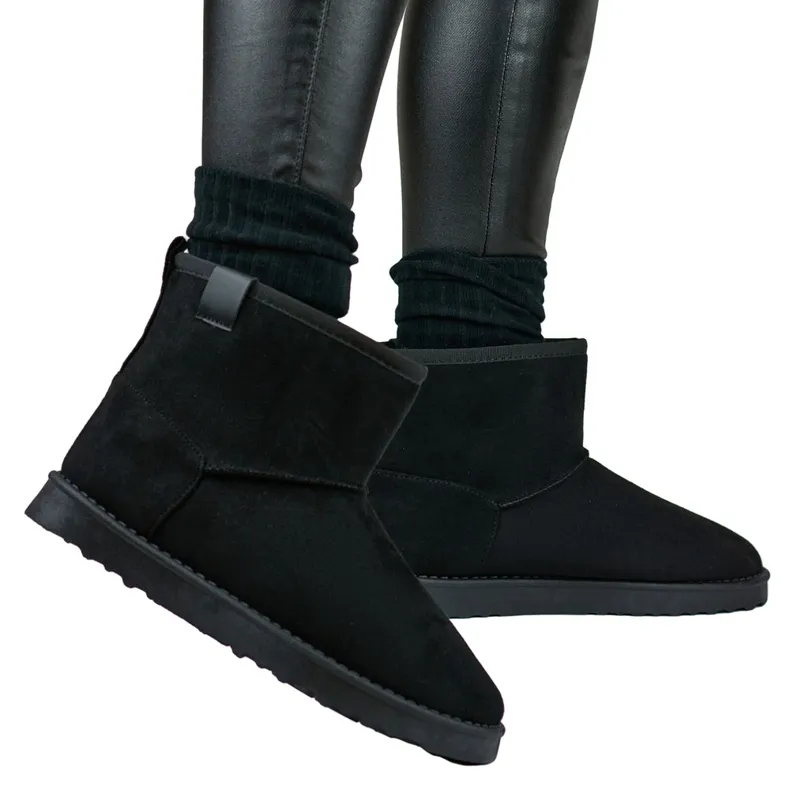 Black classic snow boots, women's insulated winter boots