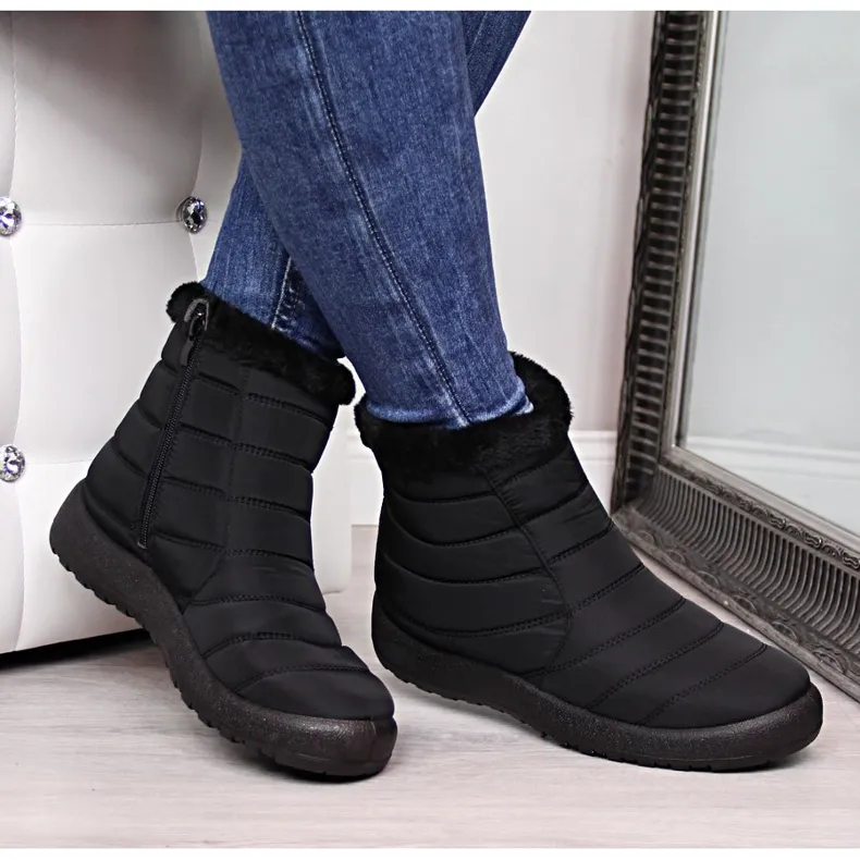 Black NEWS waterproof zipper snow boots