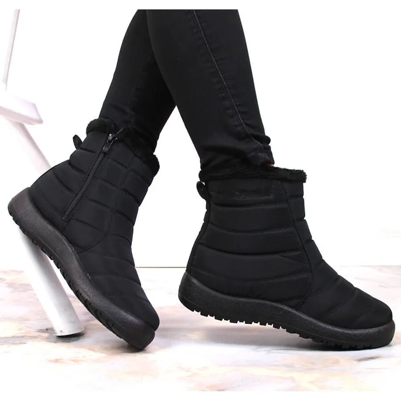 Black NEWS waterproof zipper snow boots