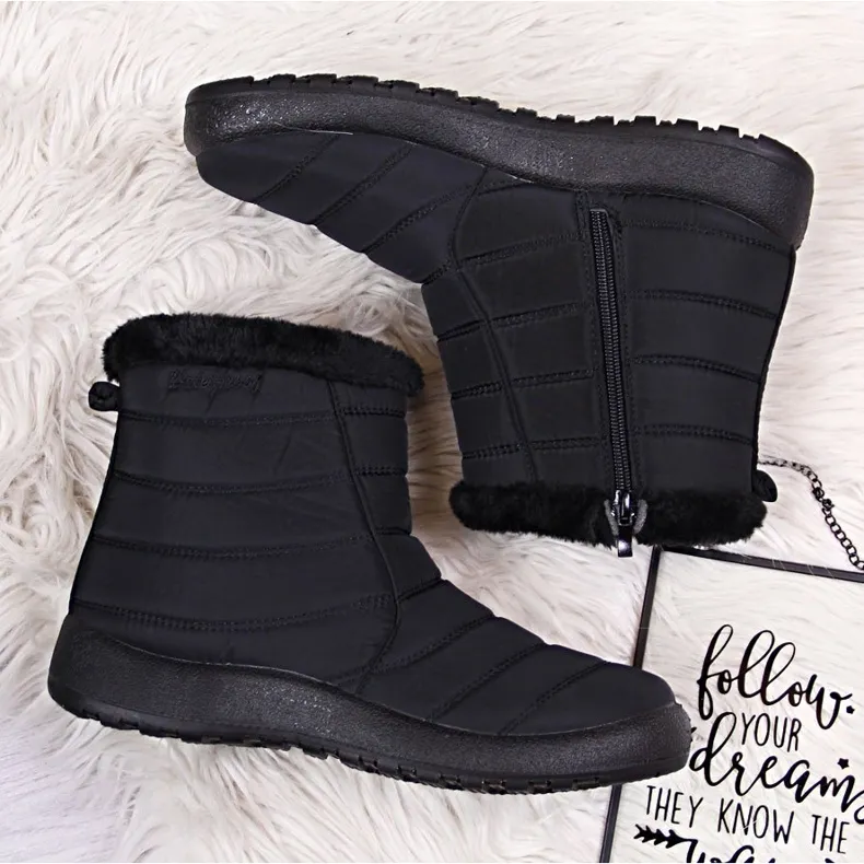 Black NEWS waterproof zipper snow boots