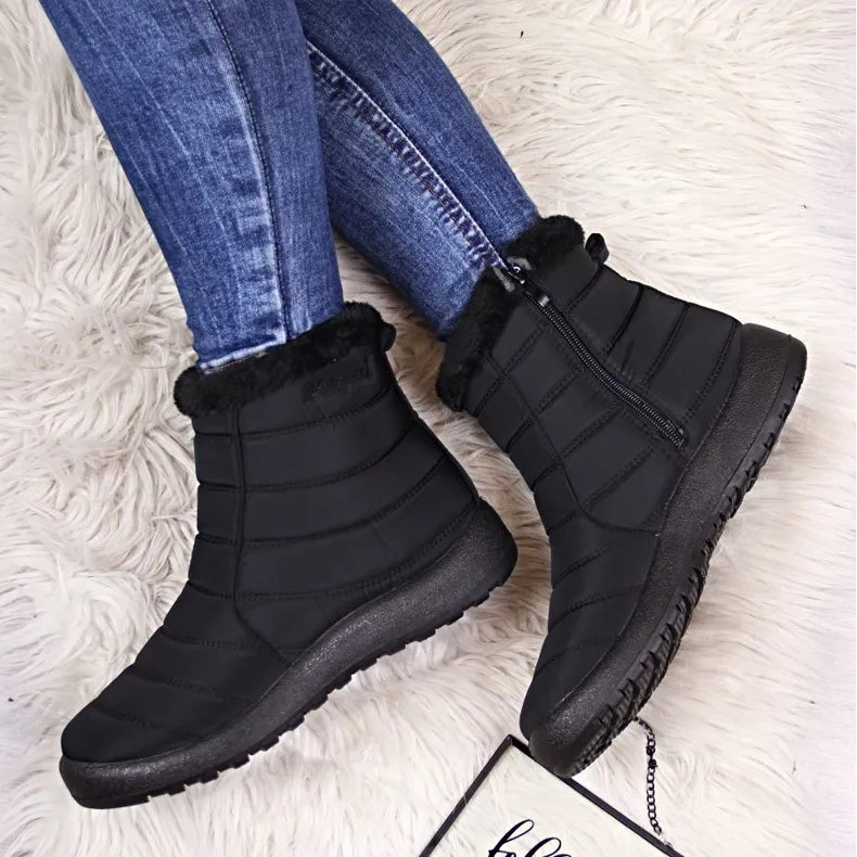 Black NEWS waterproof zipper snow boots