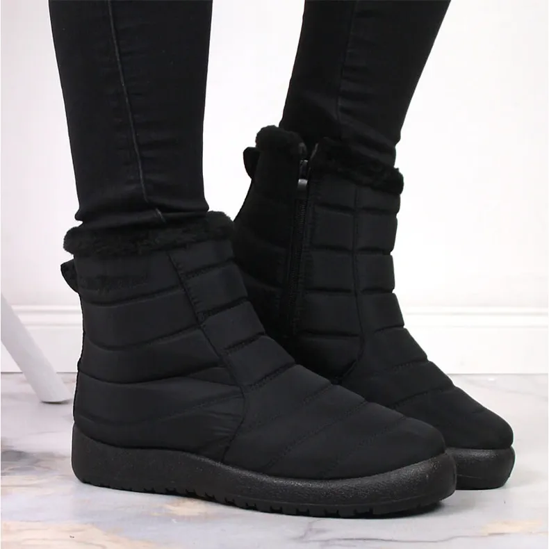 Black NEWS waterproof zipper snow boots