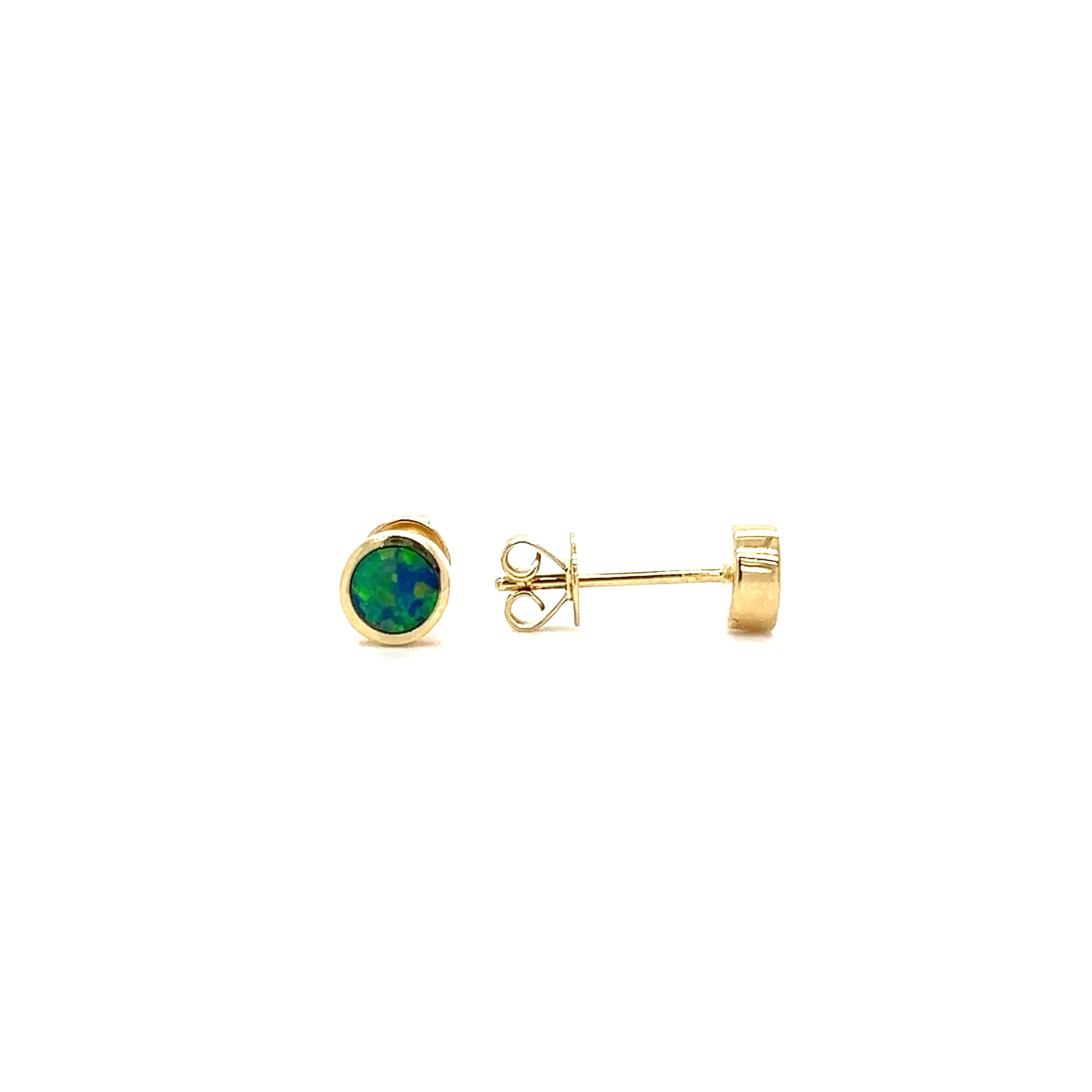 Black Opal Stud Earrings in 14K Gold