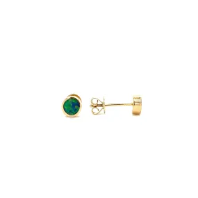 Black Opal Stud Earrings in 14K Gold