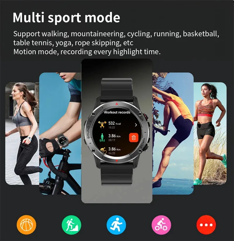 Bluetooth Call IP68 Waterproof Fitness Modes Custom Dial Sports Smartwatch