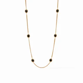 Calypso Station Necklace Gold Obsidian Black 40 Inches by Julie Vos