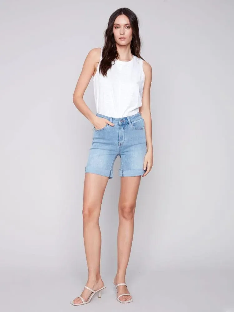 Charlie B Lt. Blue Denim Short With Rolled Up Hem - C8029Y 431A