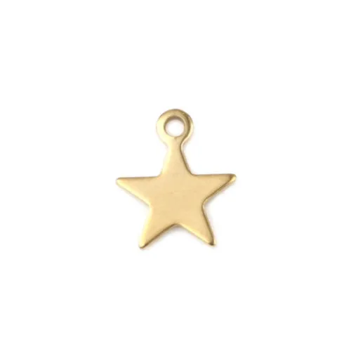 Charms, 304 Stainless Steel, Star, Gold Plated, 11.5mm