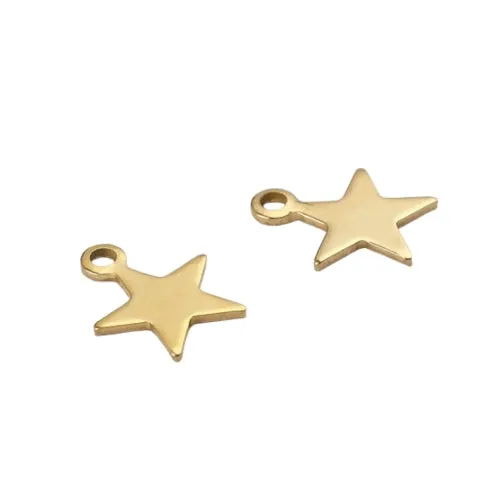 Charms, 304 Stainless Steel, Star, Gold Plated, 11.5mm