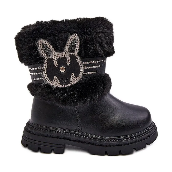 Children's Snow Boots with Fur, Black Lunami