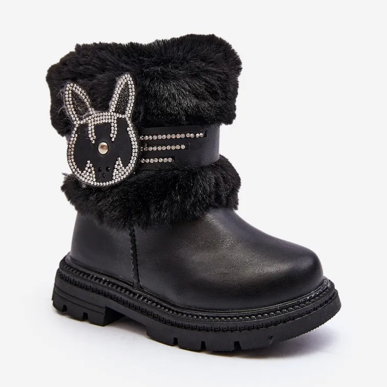 Children's Snow Boots with Fur, Black Lunami