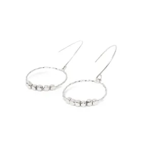 Circle Drop Earrings Rhodium Plated