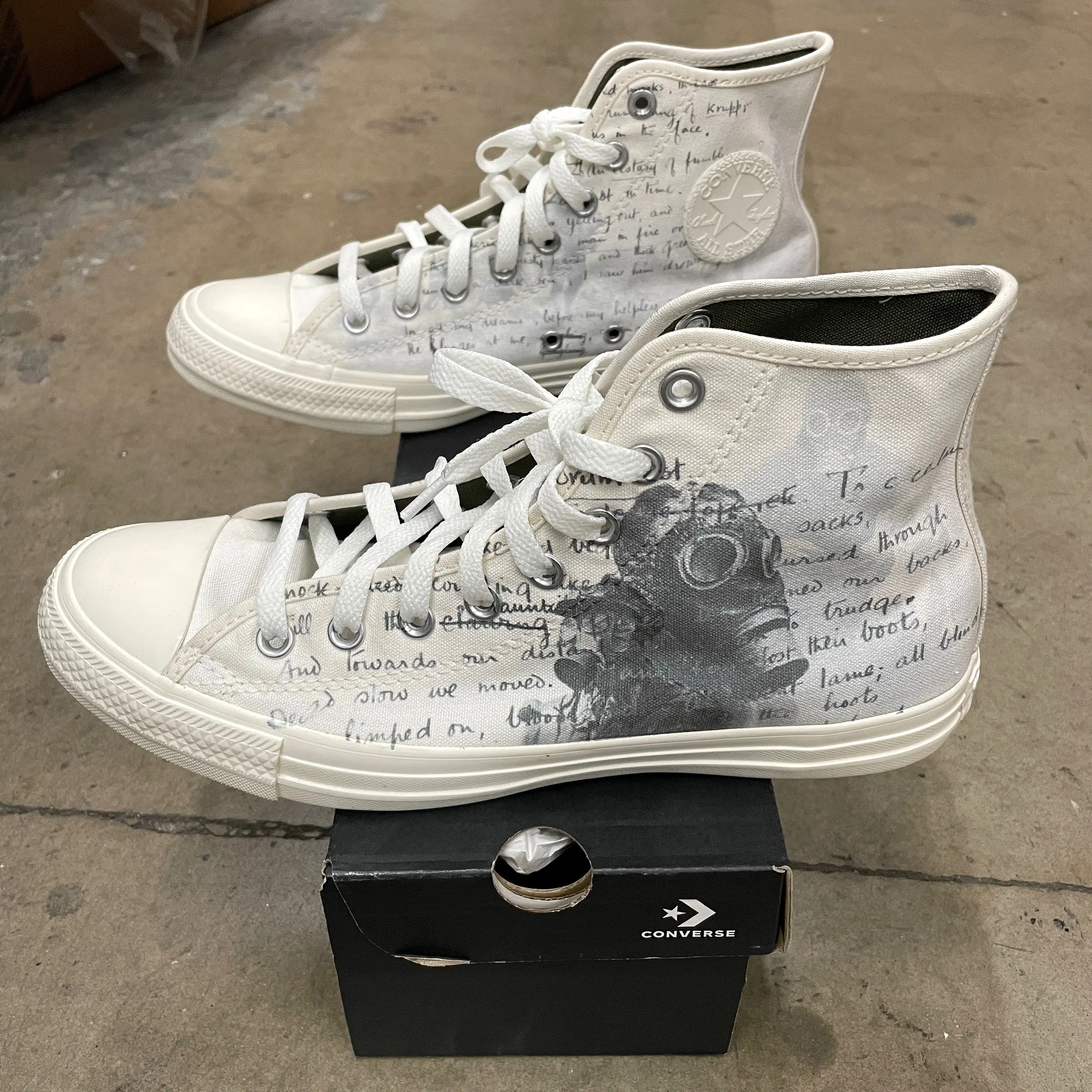 Custom Offwhite Converse High top - Mens 9 - Custom Order - Invoice 1 of 2