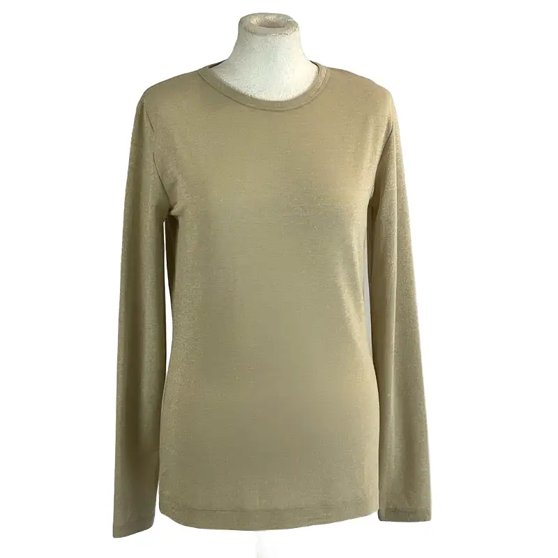 Dries Van Noten Brand New Pale Gold Lurex Jersey Top M