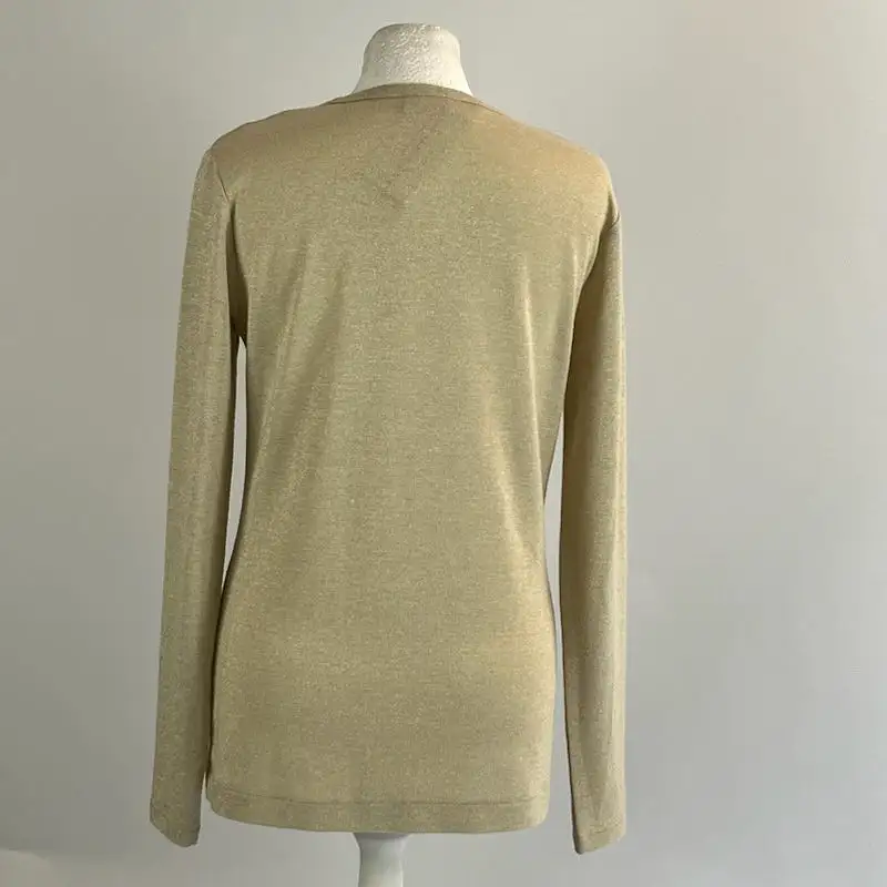 Dries Van Noten Brand New Pale Gold Lurex Jersey Top M