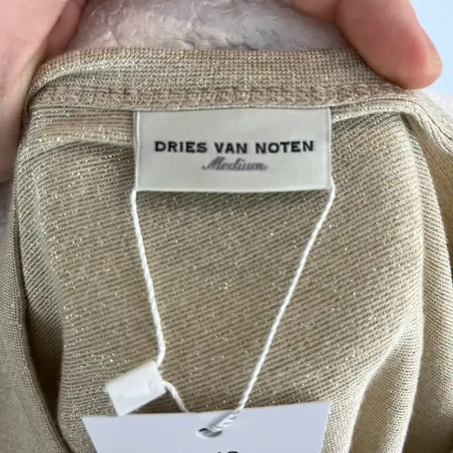 Dries Van Noten Brand New Pale Gold Lurex Jersey Top M