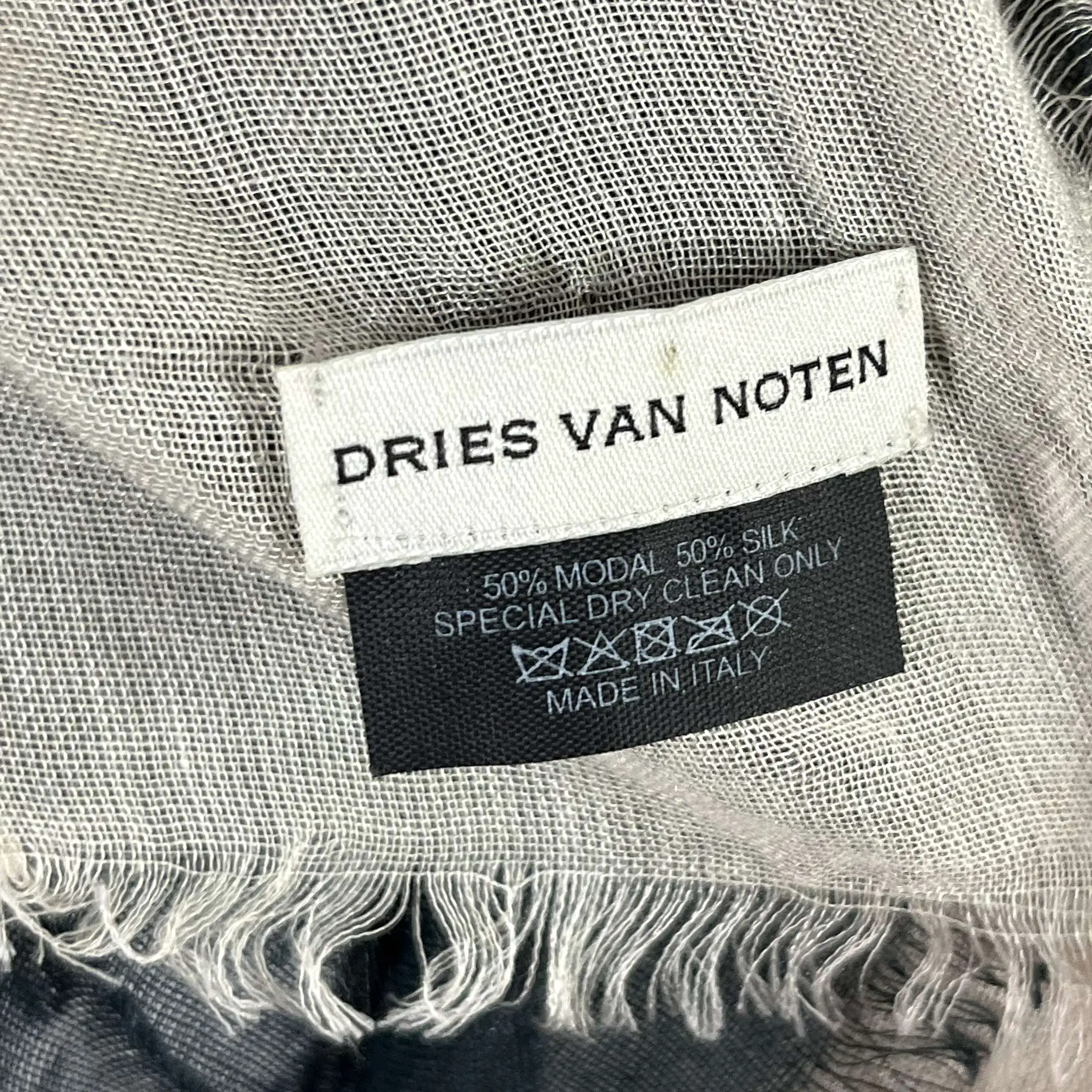 Dries Van Noten Charcoal Floral Modal & Silk Scarf