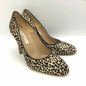 DVF - DIANE VON FURSTENBERG Beige Black Leather Spotted 4 Heel Shoes