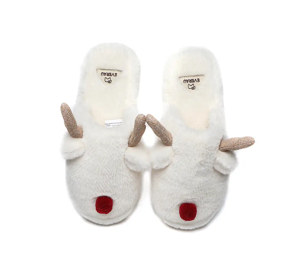 EVERAU Ultra Plush Unisex Reindeer Slippers