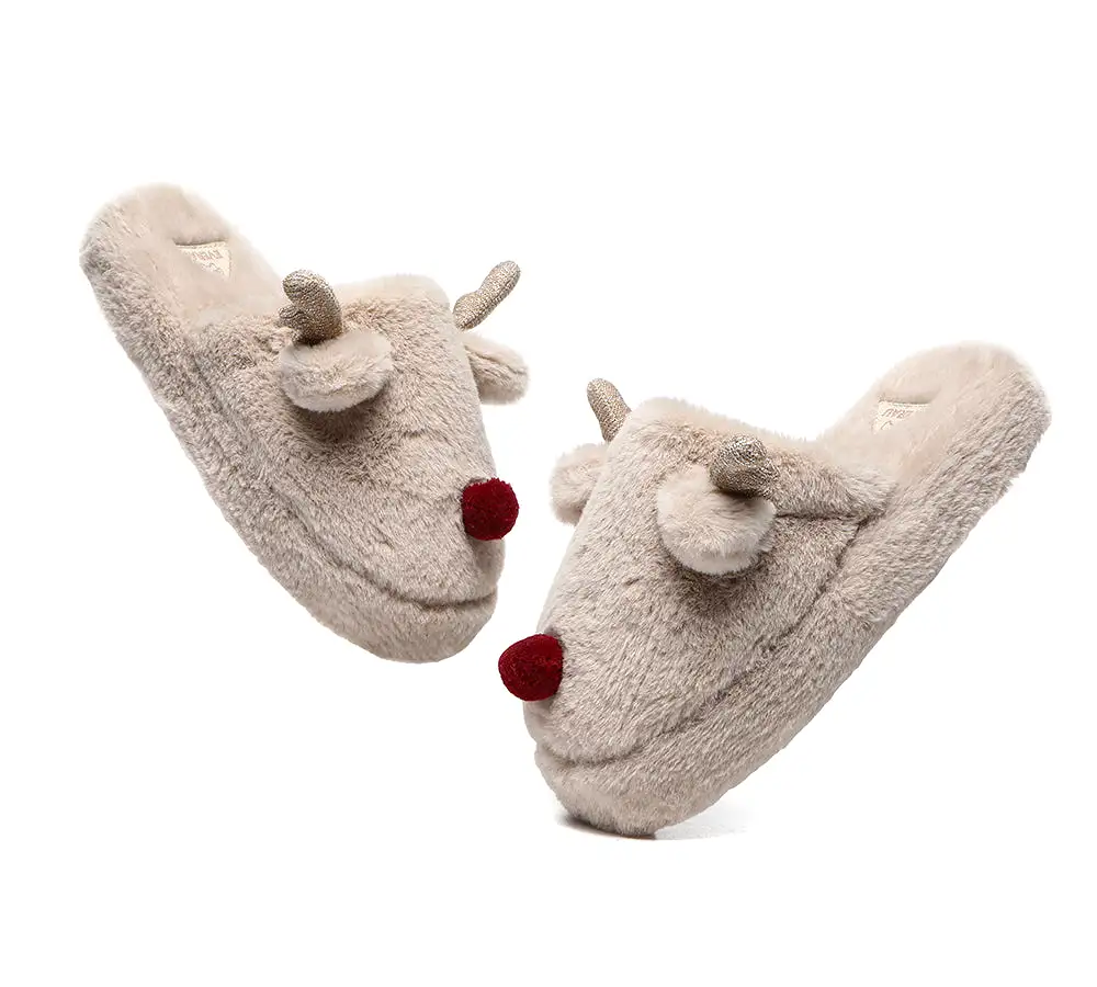 EVERAU Ultra Plush Unisex Reindeer Slippers