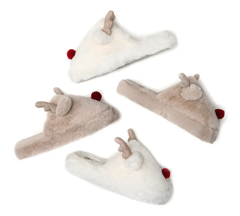 EVERAU Ultra Plush Unisex Reindeer Slippers