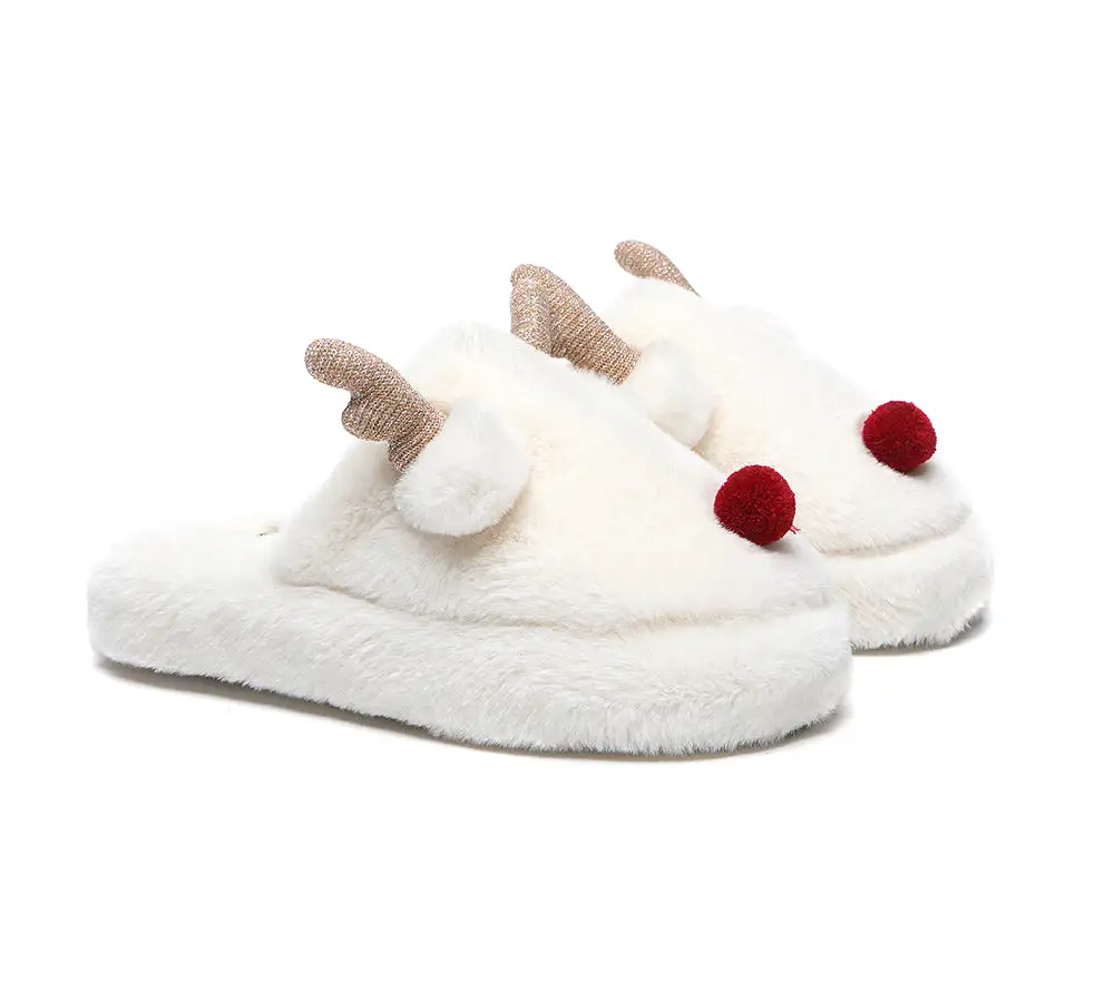 EVERAU Ultra Plush Unisex Reindeer Slippers