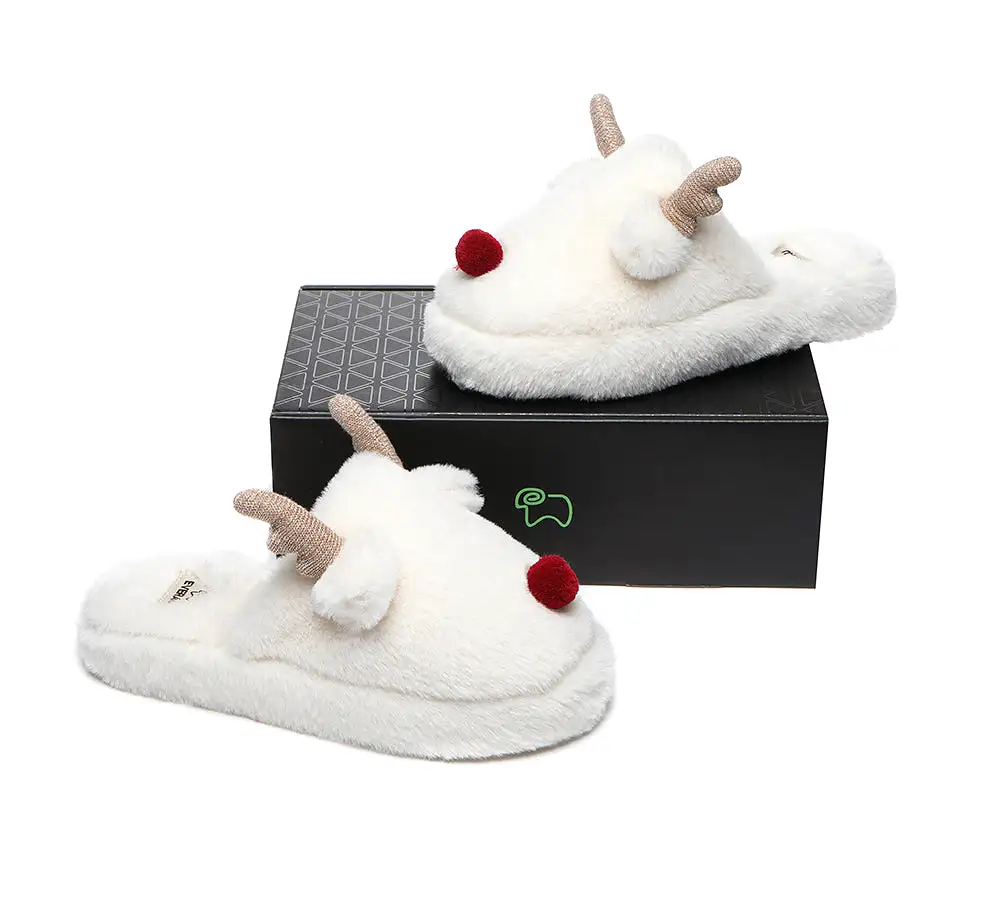 EVERAU Ultra Plush Unisex Reindeer Slippers