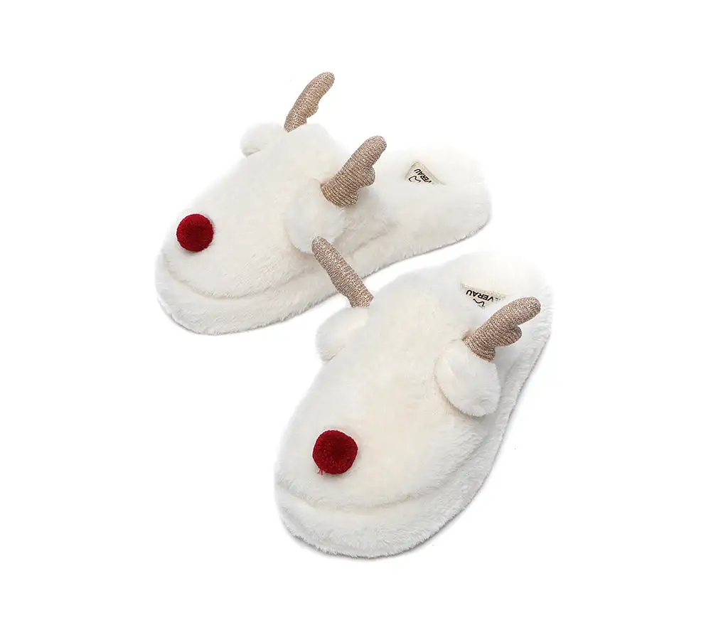 EVERAU Ultra Plush Unisex Reindeer Slippers