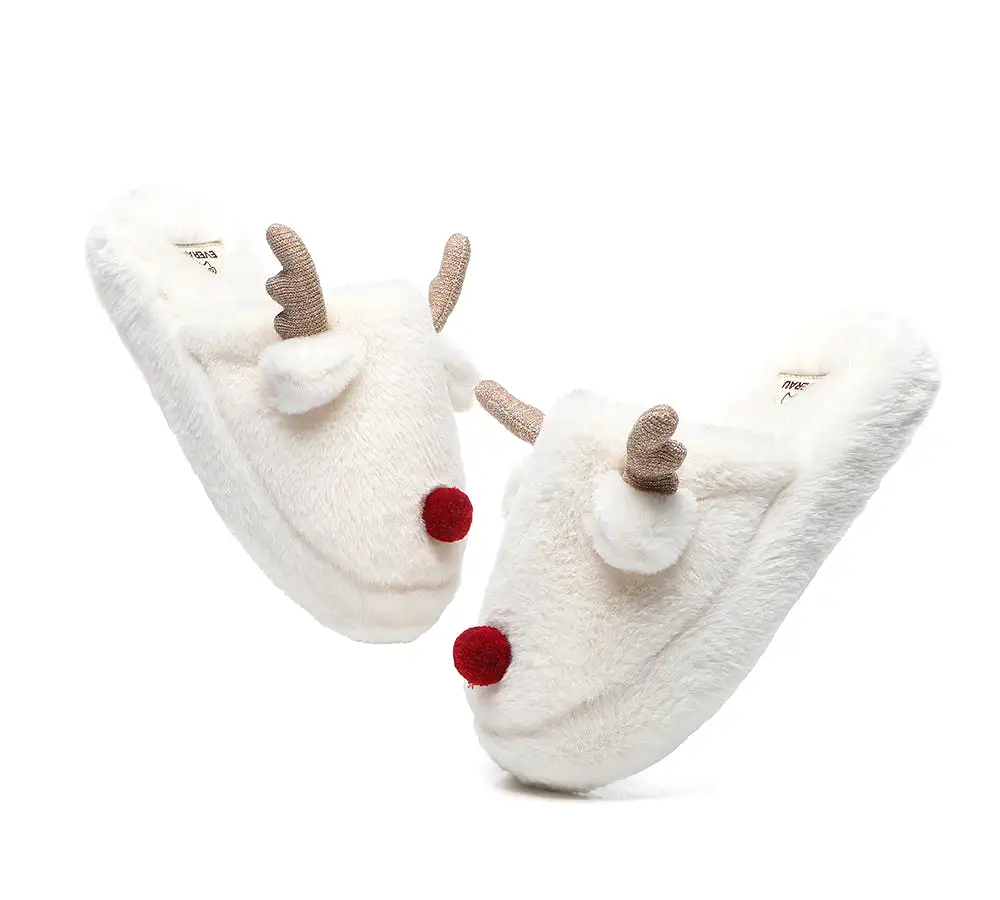 EVERAU Ultra Plush Unisex Reindeer Slippers