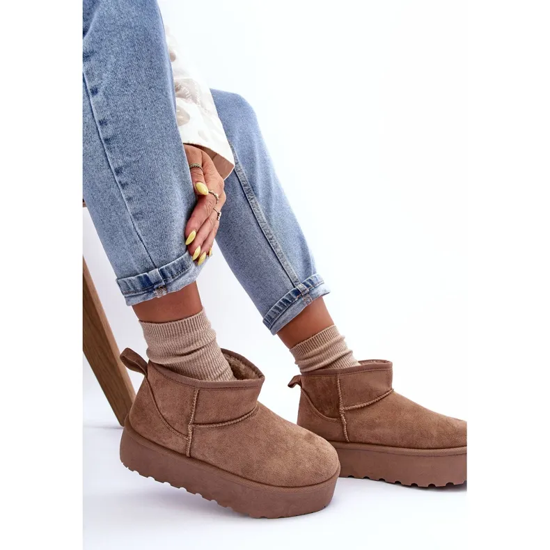 FD1 Suede Snow Boots On Dark Beige Corcoran Platform