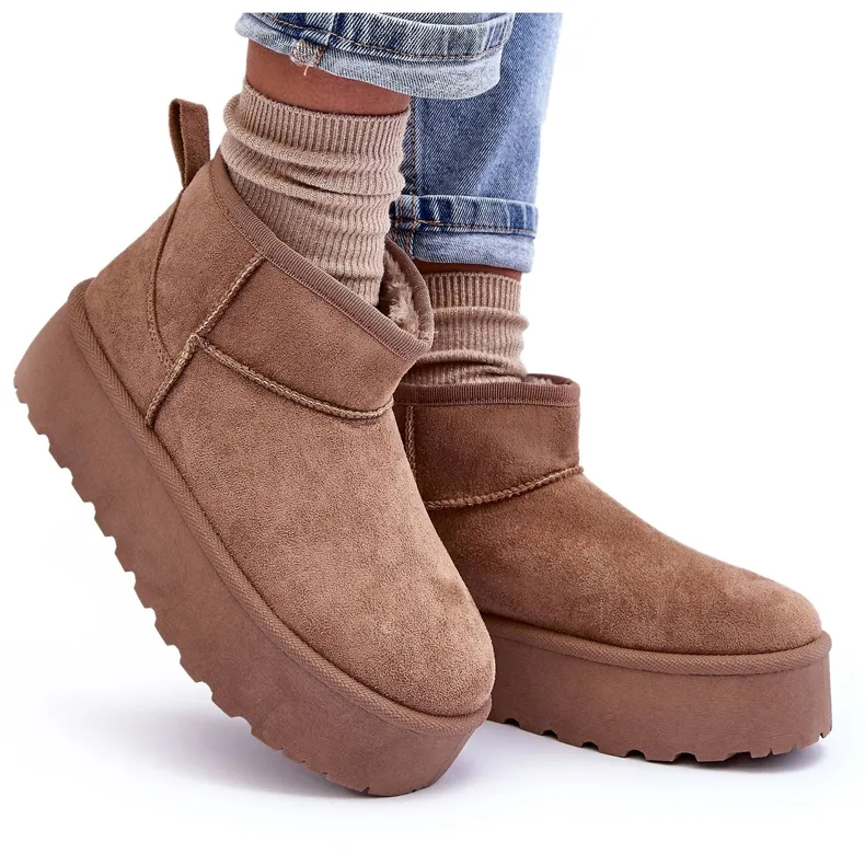 FD1 Suede Snow Boots On Dark Beige Corcoran Platform