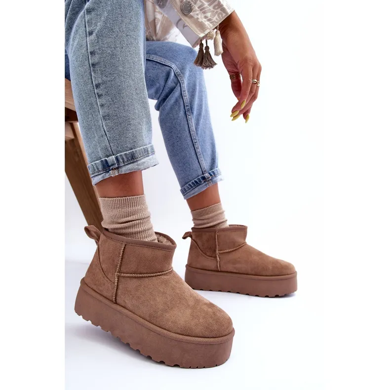 FD1 Suede Snow Boots On Dark Beige Corcoran Platform