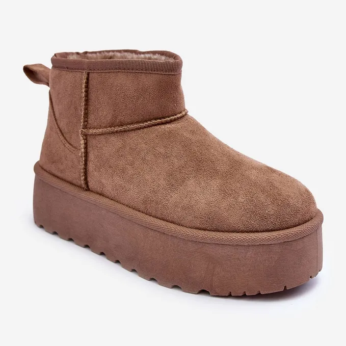 FD1 Suede Snow Boots On Dark Beige Corcoran Platform