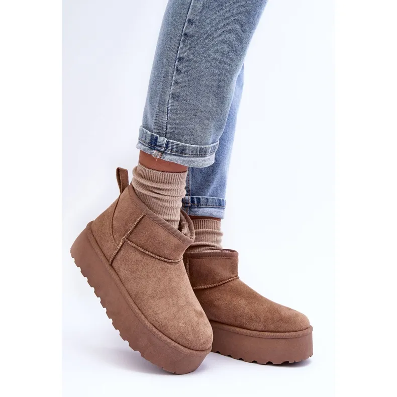 FD1 Suede Snow Boots On Dark Beige Corcoran Platform