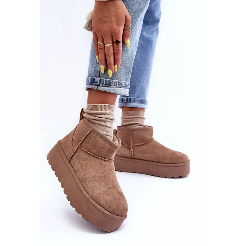 FD1 Suede Snow Boots On Dark Beige Corcoran Platform