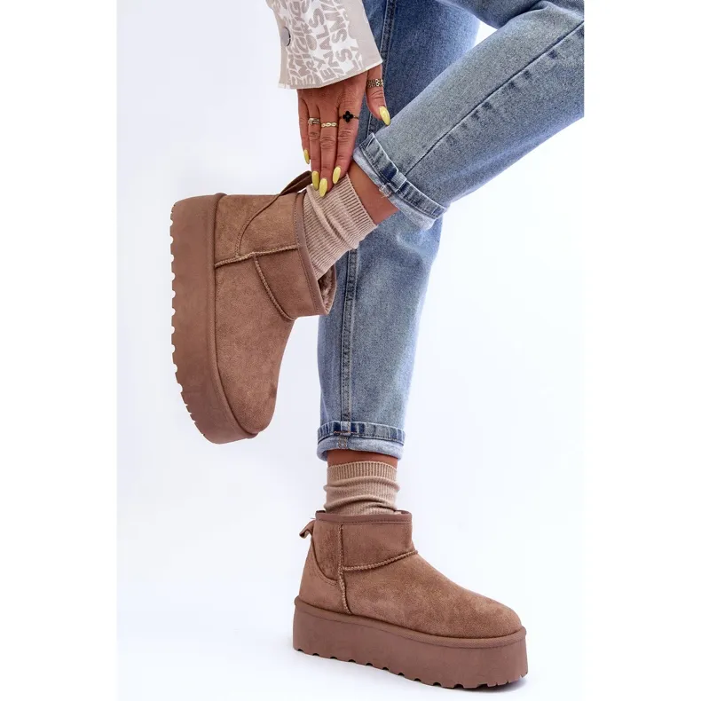 FD1 Suede Snow Boots On Dark Beige Corcoran Platform