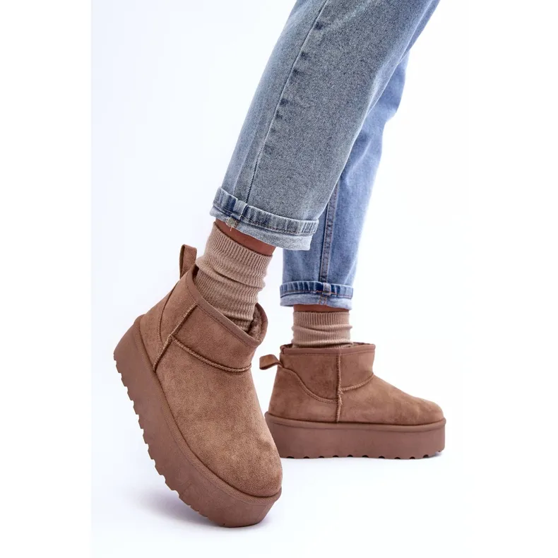 FD1 Suede Snow Boots On Dark Beige Corcoran Platform