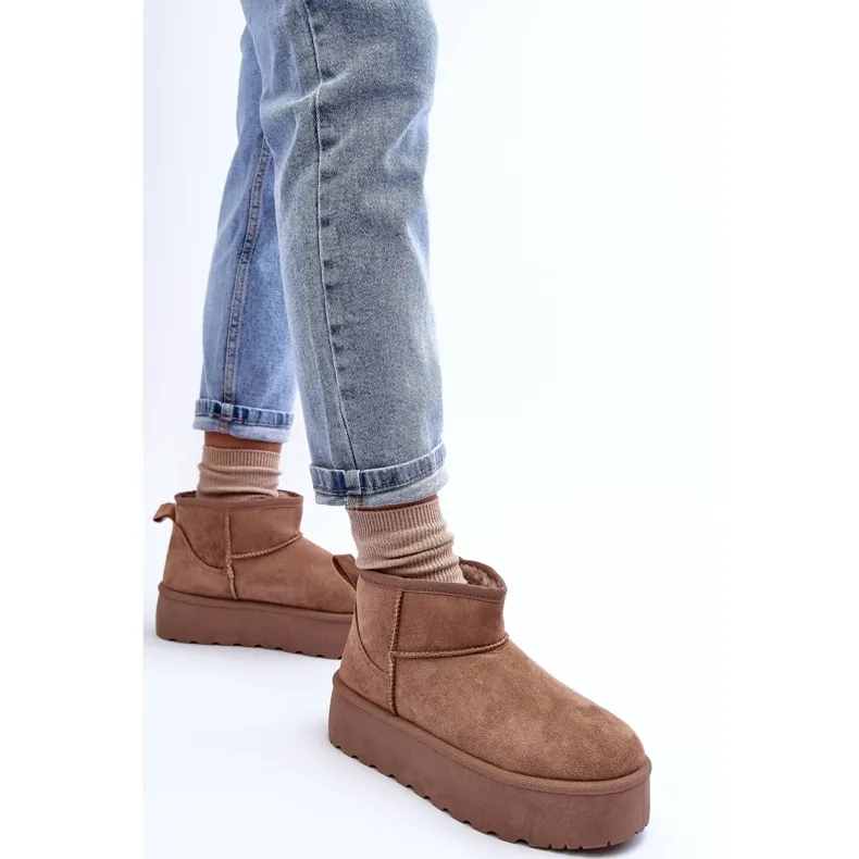 FD1 Suede Snow Boots On Dark Beige Corcoran Platform